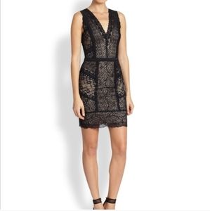 Perfect Holiday Dress! Nicole Miller. Lace Black/Nude cocktail dress. 4/M